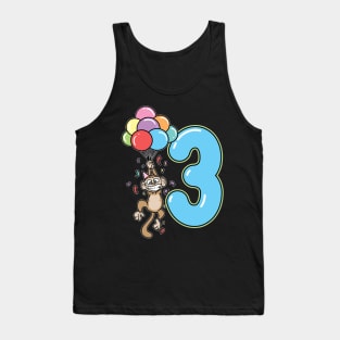 Third 3rd Birthday Balloon Monkey Tank Top